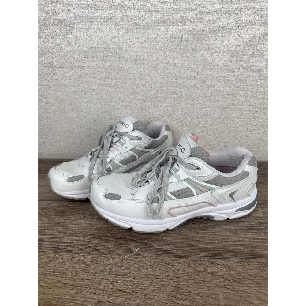 Vionic Walker White Grey Pink Orthotic Walking Sneakers Womens 9 Wide